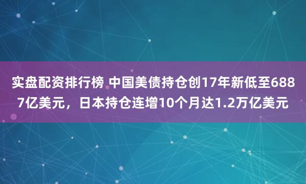 实盘配资排行榜 中国美债持仓创17年新低至6887亿美元，日本持仓连增10个月达1.2万亿美元